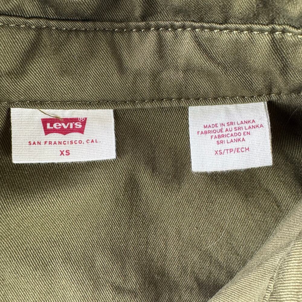 Levi’s Army Green Utility Jumpsuit XS Cotton Cargo Coverall Romper Cap Sleeve - Picture 12 of 14
